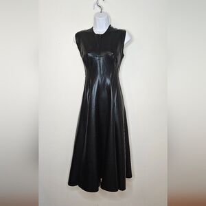 Norma Kamali Black Faux Leather Dress Size S/36
